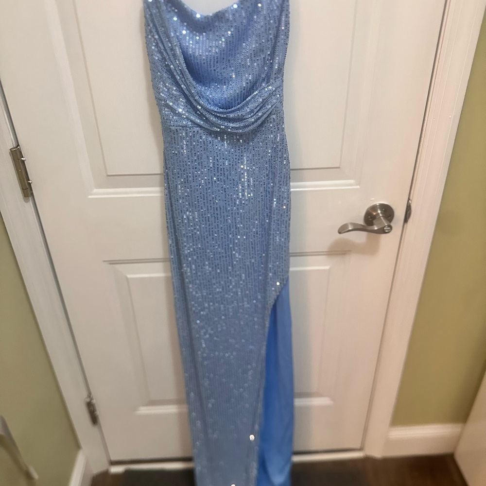 Elegant Blue Sequin Gown